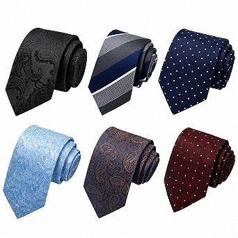 Men 6-Pack Woven Jacquard Neckties Elegant Business Formal Wear