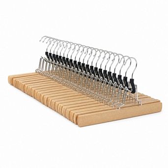 20 Pack Wooden Pants Hangers for Trousers Slacks Jeans FSC Certified