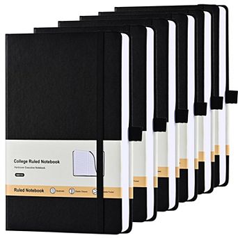Faux Leather Hardcover Lined Journal Notebook Lay Flat 100 Gsm Paper 6 Pack