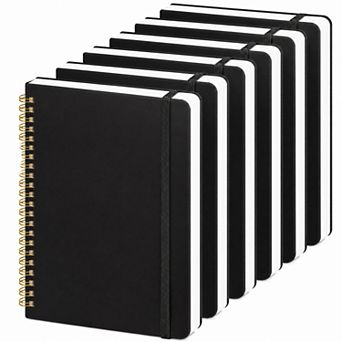 6 Pack Hardcover Lined Spiral Notebooks 140 Pages College Ruled