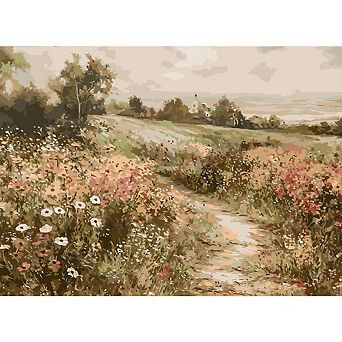 Wildflower Paint by Numbers Kit for Adults with Canvas and Acrylic Paints