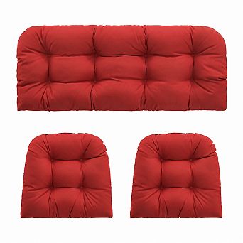 3 pc Waterproof Patio Cushions Tufted Wicker Outdoor Indoor All Weather