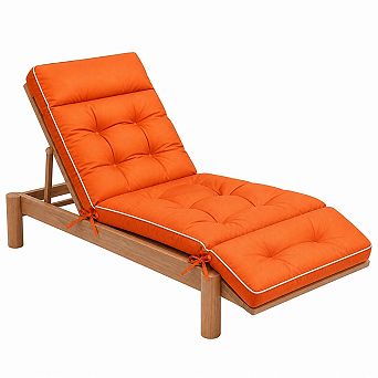 Outdoor Chaise Lounge Cushion Memory Foam Patio Pool Chair With Ties