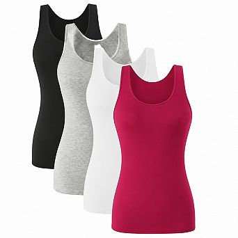 Womens Set of 4 Tank Tops Modal Spandex Lightweight Breathable Undershirts