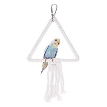 1 pc Bird Rope Perch Swing, Paw Grinding, Triangular Climbing Ring & Standing Pole for Cage