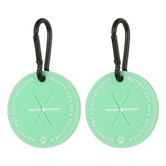 2 pc Round Dog Poop Bag Clip, Hands-Free Lightweight Holder for Dispenser & Leash