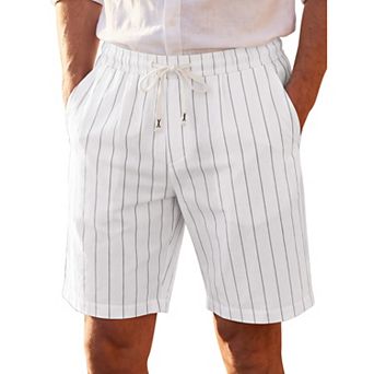 Men's Striped Shorts Casual Drawstring Waist Breathable Summer