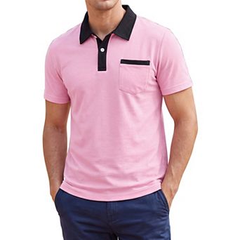 Men's Casual Golf Polo Shirt with Short Sleeves and Chest Pocket for Warm Weather