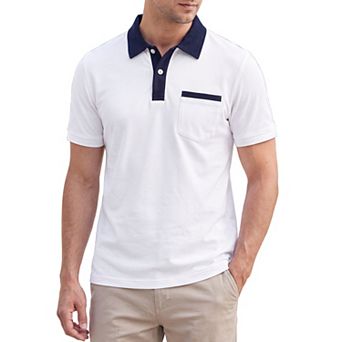 Men's Casual Golf Polo Shirt with Short Sleeves and Chest Pocket for Warm Weather