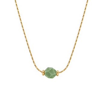 PRIMROSE 14k Gold Flash Plated Round Natural Gemstone Snake Chain Necklace