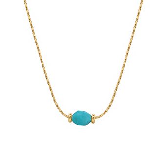 PRIMROSE 14k Gold Flash Plated Round Natural Gemstone Snake Chain Necklace