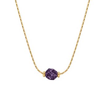 PRIMROSE 14k Gold Flash Plated Round Natural Gemstone Snake Chain Necklace
