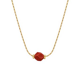 PRIMROSE 14k Gold Flash Plated Round Natural Gemstone Snake Chain Necklace