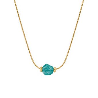 PRIMROSE 14k Gold Flash Plated Round Natural Gemstone Snake Chain Necklace