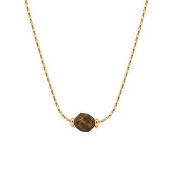 PRIMROSE 14k Gold Flash Plated Round Natural Gemstone Snake Chain Necklace