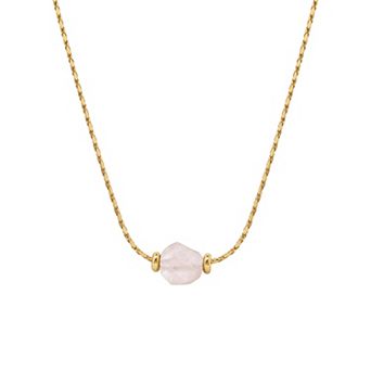 PRIMROSE 14k Gold Flash Plated Round Natural Gemstone Snake Chain Necklace