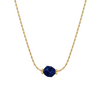 PRIMROSE 14k Gold Flash Plated Round Natural Gemstone Snake Chain Necklace