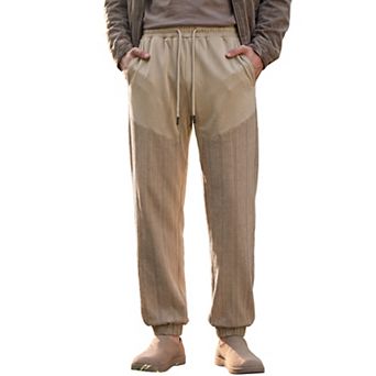 Men's Jogger Pants Casual Textured Patchwork Drawstring Waist