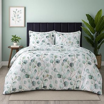 Twin Microfiber Duvet Cover Set with Pillow Sham, Button Closure