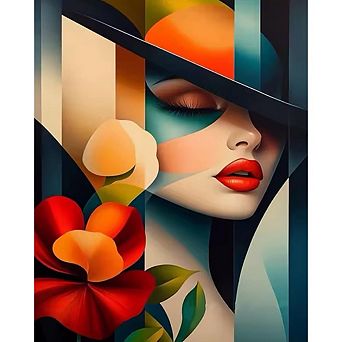 Woman with Flower Paint by Numbers Kit for Adults with Canvas and Acrylic Paints