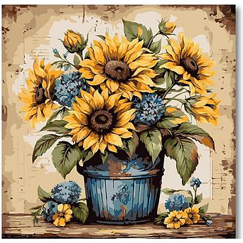 Sunflower Paint by Numbers Kit for Adults Canvas Acrylic Floral DIY Painting Set