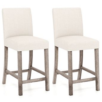 Set of 2 Linen Counter Height Bar Stools 21 x 17 Inch with 350 lb Weight Capacity