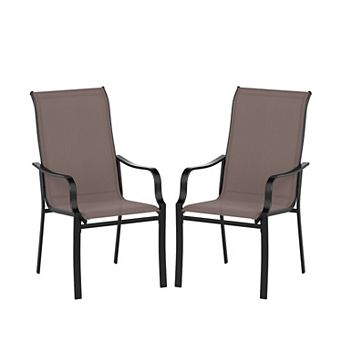 Outdoor Patio Dining Chairs Set of 2 with Mesh Back and Wide Armrests