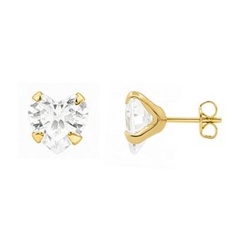 PRIMROSE Sterling Silver Cubic Zirconia Heart Stud Earrings