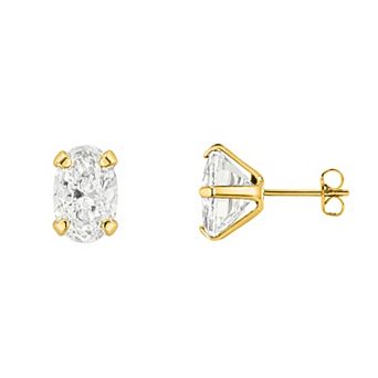 PRIMROSE Sterling Silver Cubic Zirconia Oval Stud Earrings