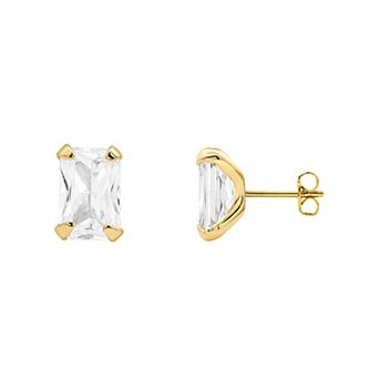 PRIMROSE Sterling Silver Cubic Zirconia Baguette Cut Stud Earrings