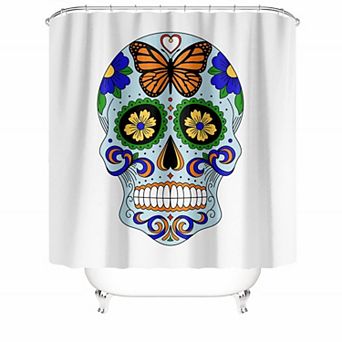 Butterfly Skull Shower Curtains for Bathroom Waterproof Decor 72x72 Inch