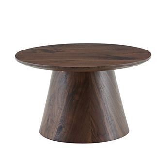 KWPZQEB Round Coffee Table, Wooden Center Table for Living Room