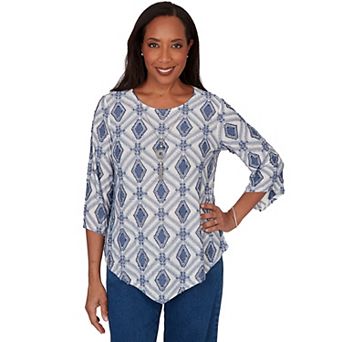 Petite Alfred Dunner Diamond Textured Top with Necklace