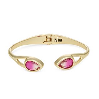 Nine West Simulated Gemstone Hinged Cuff Bracelet