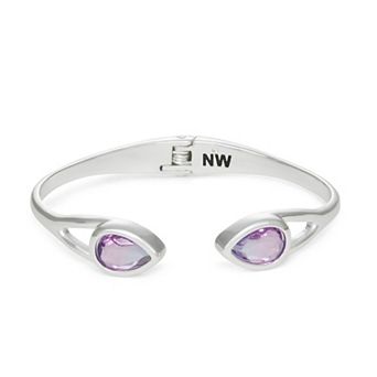 Nine West Simulated Gemstone Hinged Cuff Bracelet