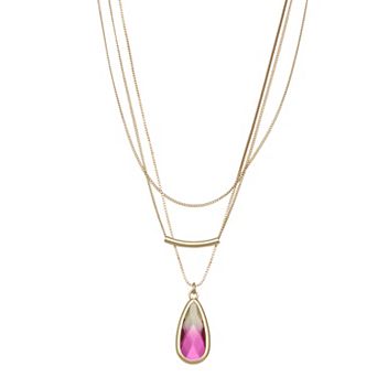Nine West Simulated Gemstone Bar Multi-Row Layered Necklace