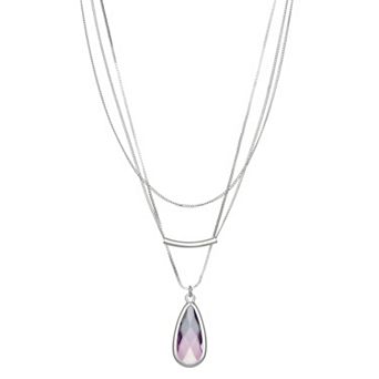 Nine West Simulated Gemstone Bar Multi-Row Layered Necklace