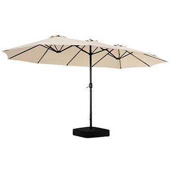 15FT Double-Sided Patio Umbrella with Umbrella Base and 2 Sandbags