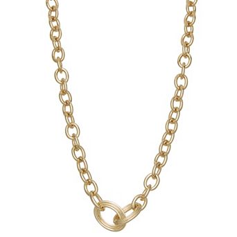 Nine West Gold Tone Polished Interlocked Oval Chain Necklace