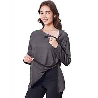 PINSPARK Womens Full Side Snap Tear Away Shirts Shoulder Surgery Chemo Port Adaptive Wear