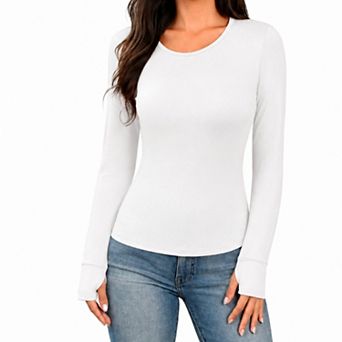 Ekouaer Women's Thermal Underwear Top Long Sleeve Base Layer with Thumbholes