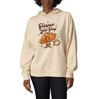 Women's Yippee Pie Yay Pumpkin Pie Cowgirl Oversized Fleece Hoodie Sweatshirt
