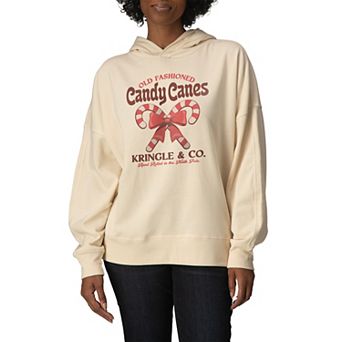 Women's Kringle & Co. Old Fashioned Candy Canes Holiday Oversized Fleece Hoodie Sweatshirt