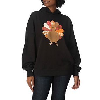Women's Patchwork Turkey Oversized Fleece Hoodie Sweatshirt