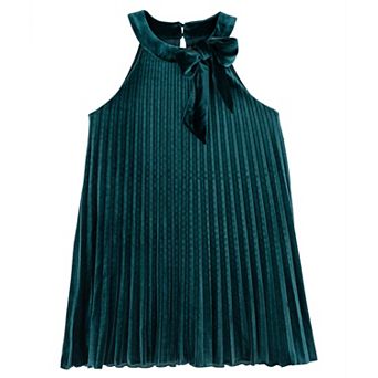 Girls 7-16 Rare Editions Pleated Velvet Halter Dress