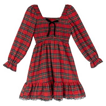 Girls 7-16 Rare Editions Long Sleeve Plaid Dress