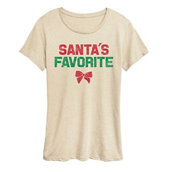 Women's “Santa's Favorite” Holiday Bow Graphic Tee