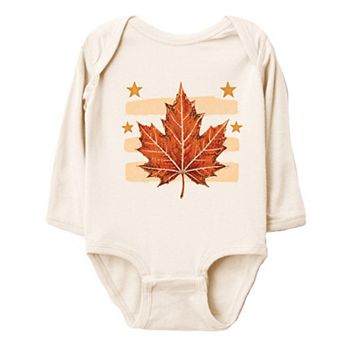 Fall Leaf Stripes - Infant Long Sleeve Bodysuit