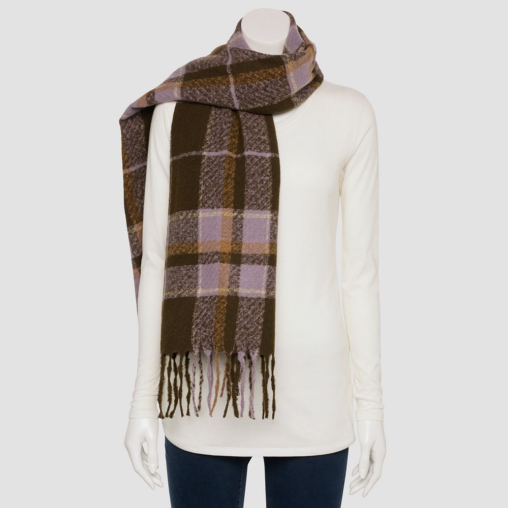Women's LaValentina Heritage Plaid Scarf With Fringe Detail