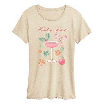 Women's "Holiday Spirit" Christmas Cocktail Graphic Tee